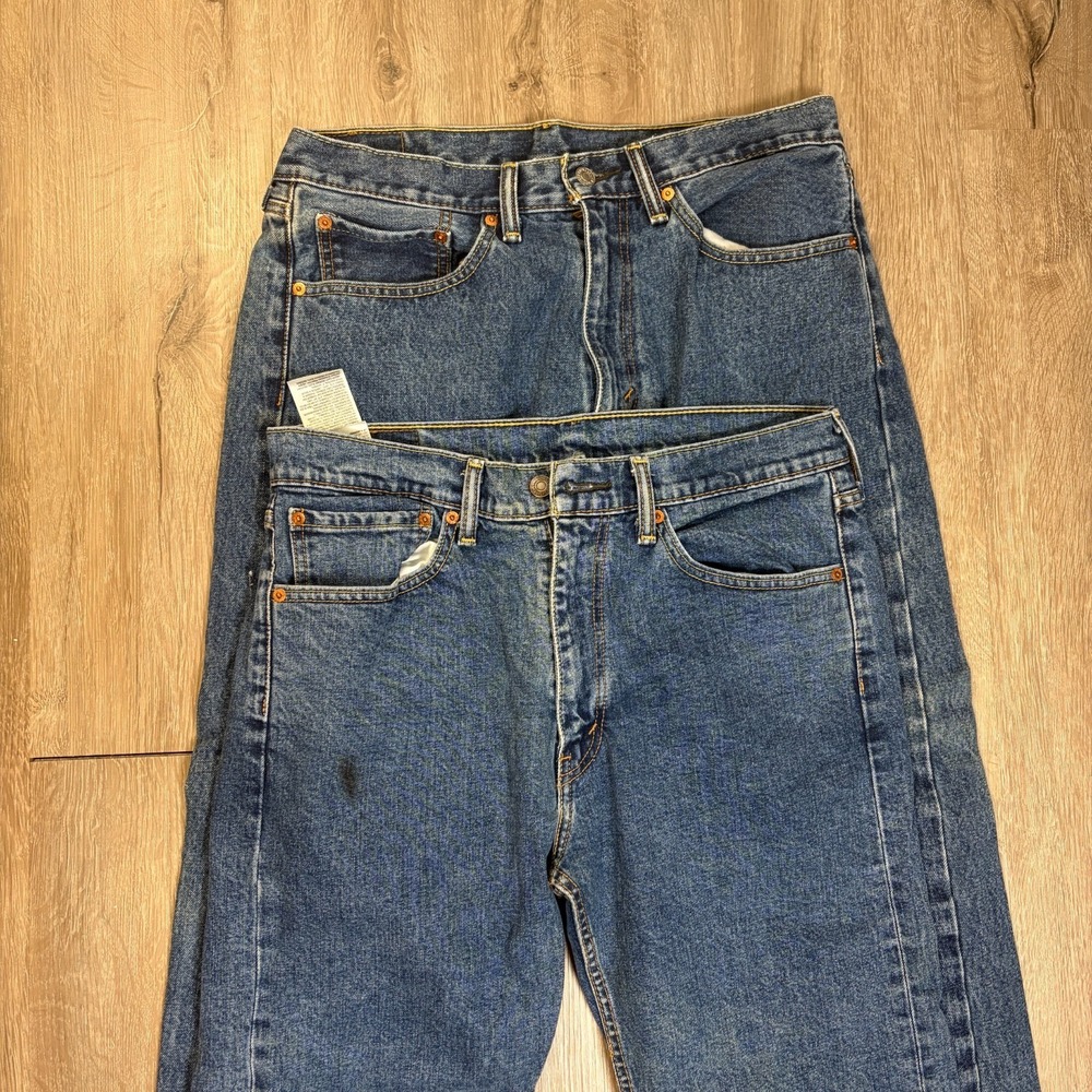 Lot of 2 Levis 505 Mens Jeans 34x30 Blue Denim 100% Cotton Tapered Medium Wash